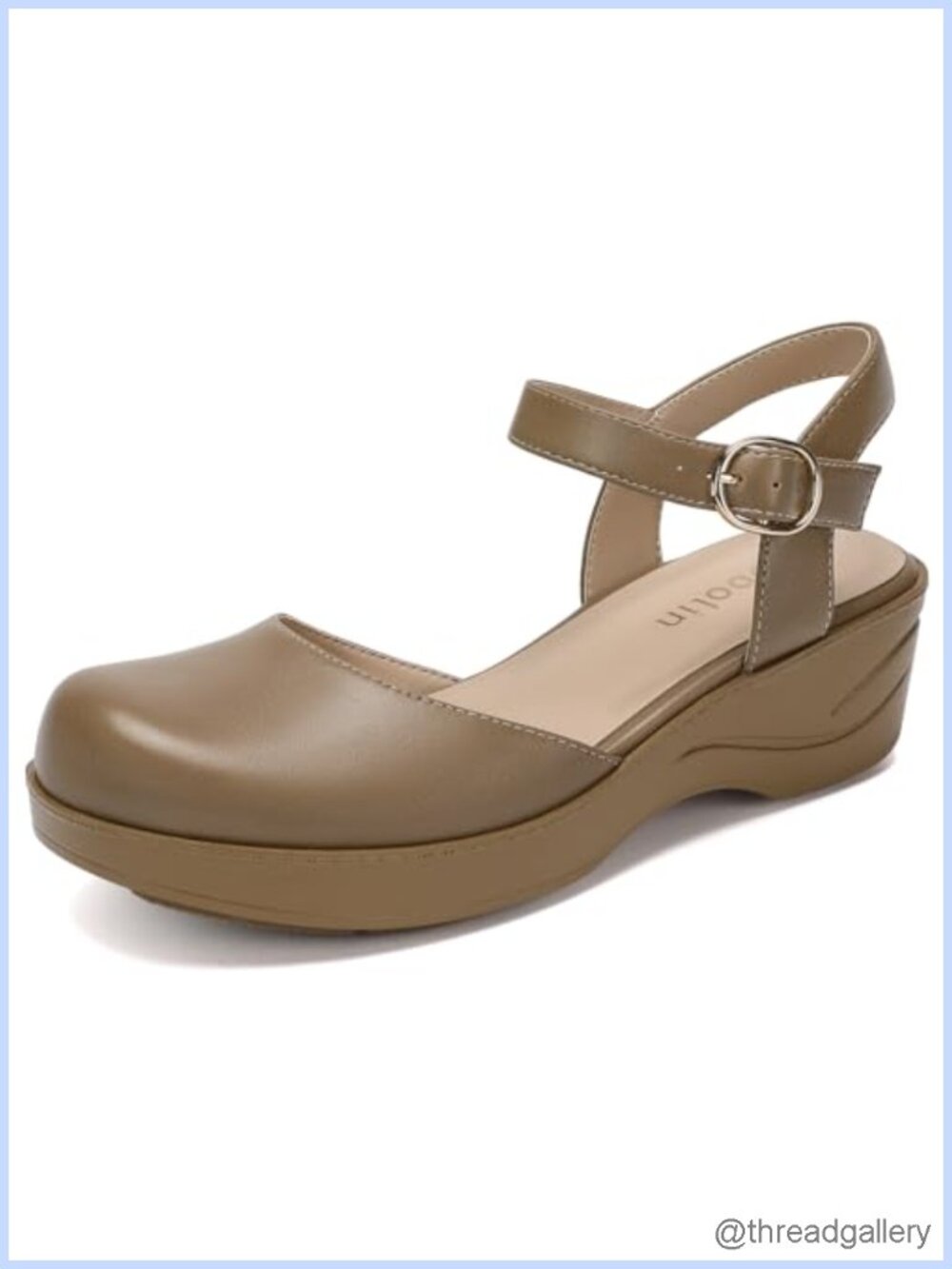 Women's Closed Toe Mary Jane Sandals Arch Support Low Heel Work Walking
